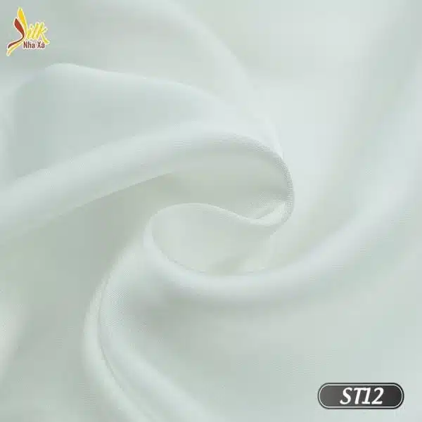 Vải lụa trơn màu trắng ST12 - lụa nha xá